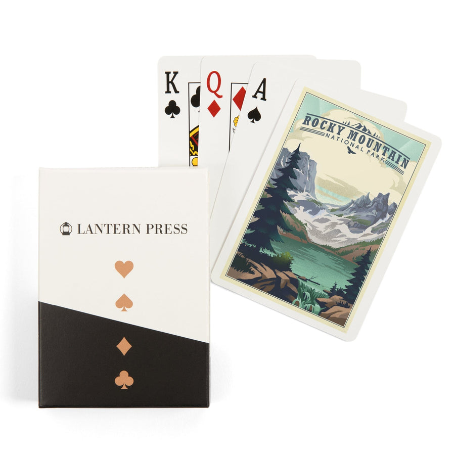 Playing Cards, Rocky Mountain National Park, Colorado, Lake, Lithograph, 52 Card Deck with Jokers in Box, Unique Art Cards Lantern Press 