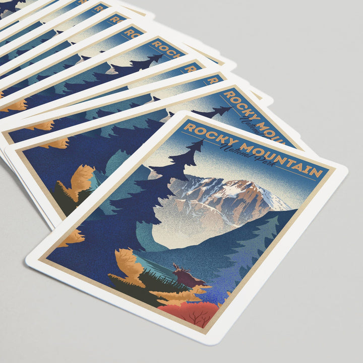 Playing Cards, Rocky Mountain National Park, Colorado, Moose and Lake, Lithograph, 52 Card Deck with Jokers in Box, Unique Art Cards Lantern Press 