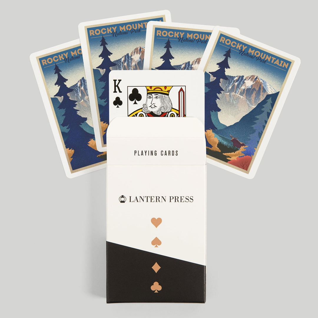 Playing Cards, Rocky Mountain National Park, Colorado, Moose and Lake, Lithograph, 52 Card Deck with Jokers in Box, Unique Art Cards Lantern Press 