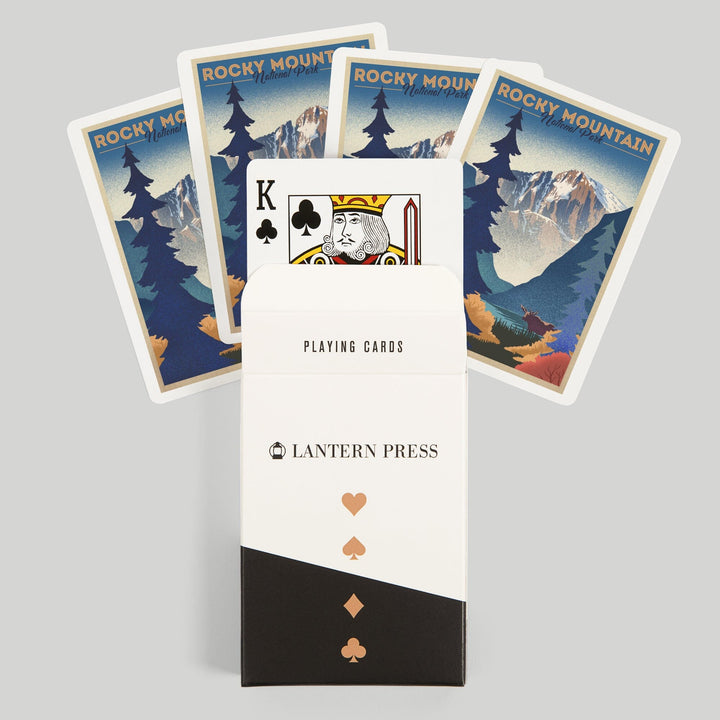 Playing Cards, Rocky Mountain National Park, Colorado, Moose and Lake, Lithograph, 52 Card Deck with Jokers in Box, Unique Art Cards Lantern Press 