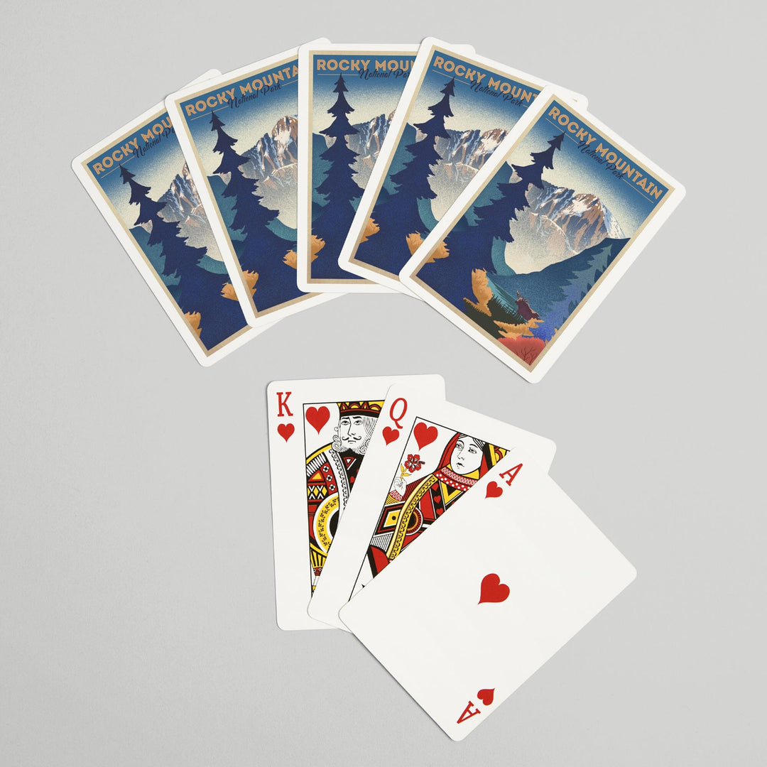 Playing Cards, Rocky Mountain National Park, Colorado, Moose and Lake, Lithograph, 52 Card Deck with Jokers in Box, Unique Art Cards Lantern Press 