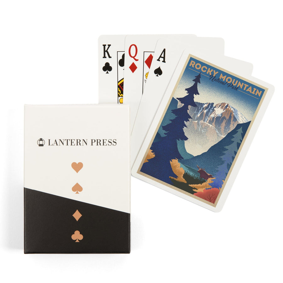 Playing Cards, Rocky Mountain National Park, Colorado, Moose and Lake, Lithograph, 52 Card Deck with Jokers in Box, Unique Art Cards Lantern Press 