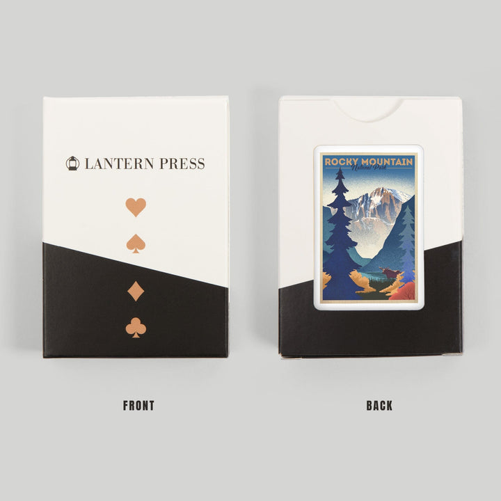 Playing Cards, Rocky Mountain National Park, Colorado, Moose and Lake, Lithograph, 52 Card Deck with Jokers in Box, Unique Art Cards Lantern Press 