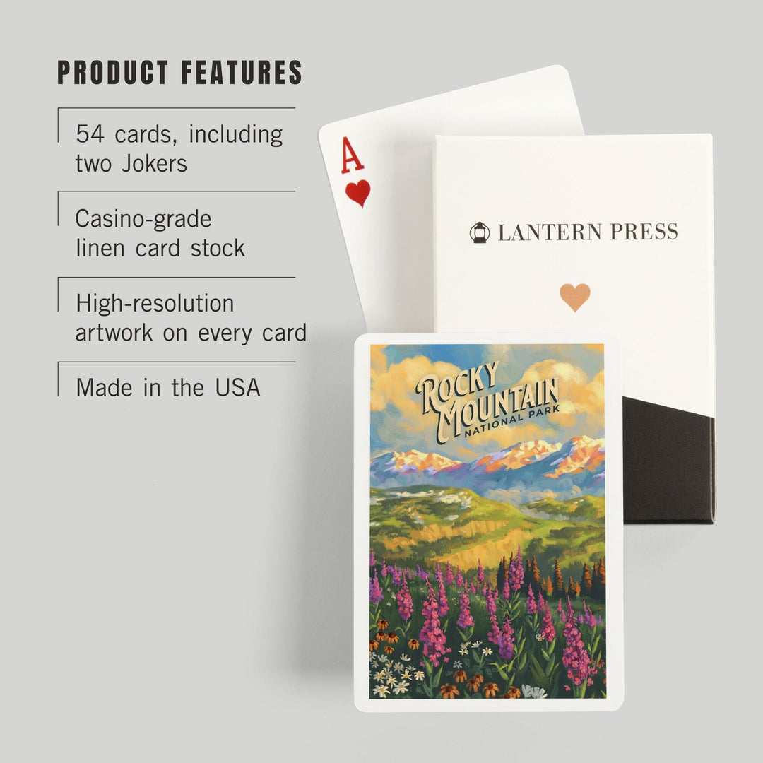 Playing Cards, Rocky Mountain National Park, Colorado, Oil Painting National Park Series, 52 Card Deck with Jokers in Box, Unique Art Cards Lantern Press 