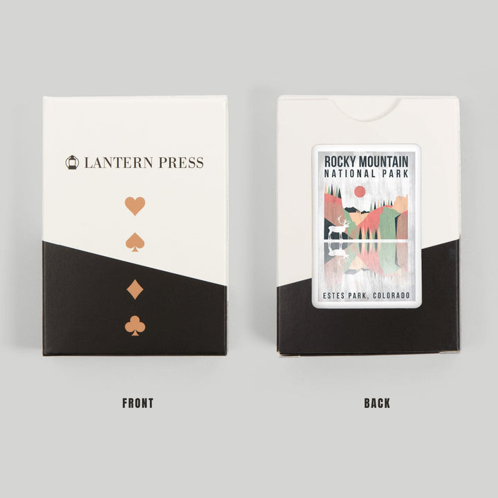 Playing Cards, Rocky Mountain National park, Estes park, Colorado, Elk, Geometric Opacity Press, 52 Card Deck with Jokers in Box, Unique Art Cards Lantern Press 