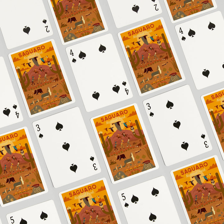 Playing Cards, Saguaro National Park, Arizona, Geometric National Park Series, 52 Card Deck with Jokers in Box, Unique Art Cards Lantern Press 