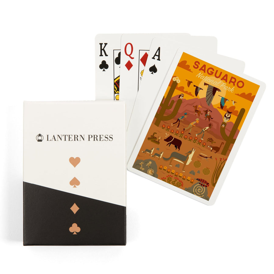 Playing Cards, Saguaro National Park, Arizona, Geometric National Park Series, 52 Card Deck with Jokers in Box, Unique Art Cards Lantern Press 