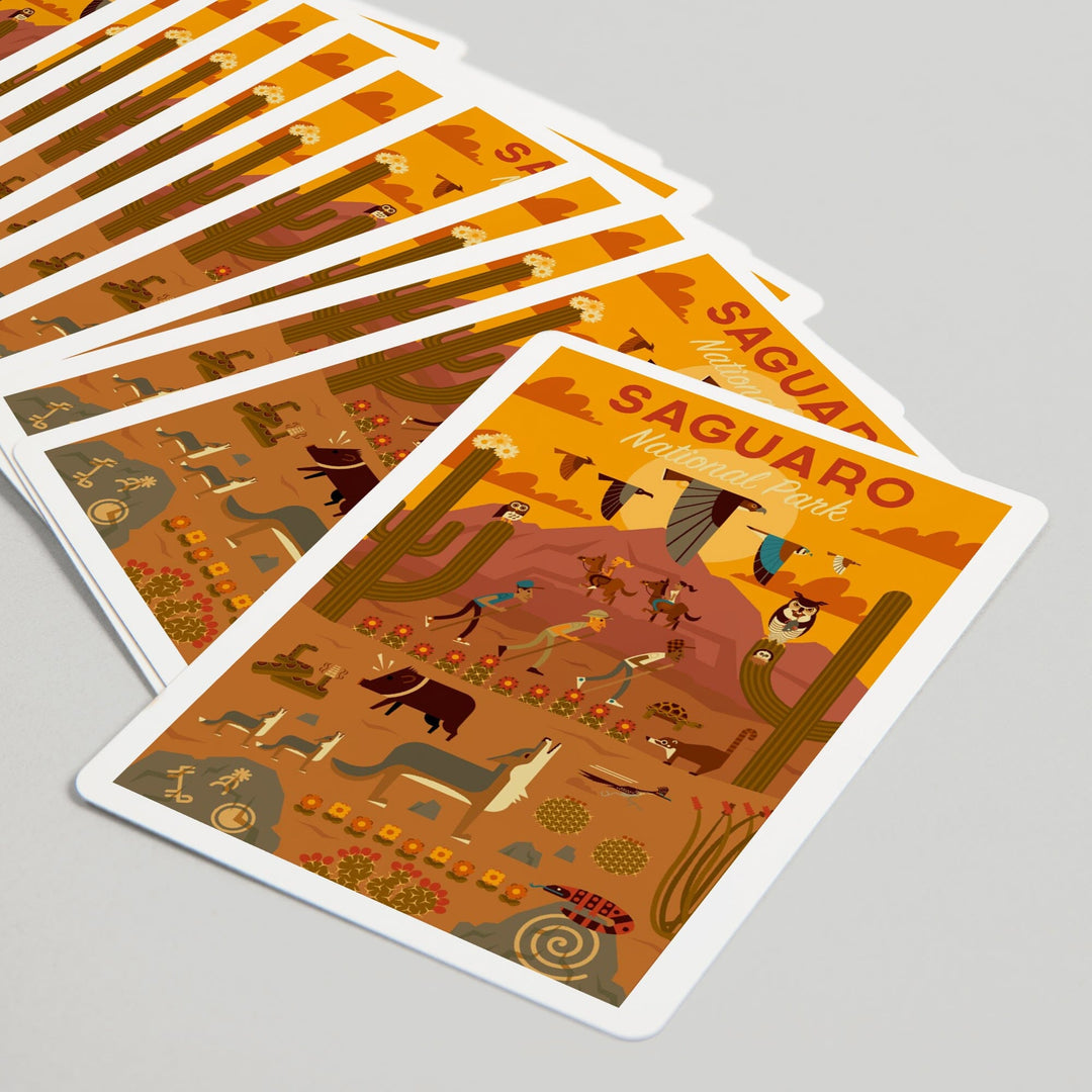 Playing Cards, Saguaro National Park, Arizona, Geometric National Park Series, 52 Card Deck with Jokers in Box, Unique Art Cards Lantern Press 