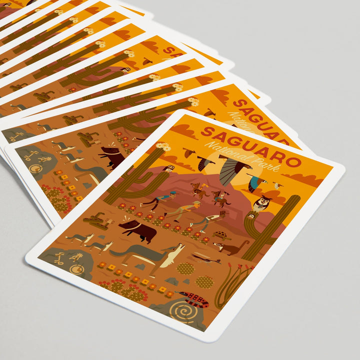 Playing Cards, Saguaro National Park, Arizona, Geometric National Park Series, 52 Card Deck with Jokers in Box, Unique Art Cards Lantern Press 