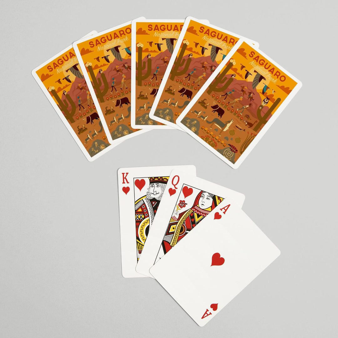 Playing Cards, Saguaro National Park, Arizona, Geometric National Park Series, 52 Card Deck with Jokers in Box, Unique Art Cards Lantern Press 