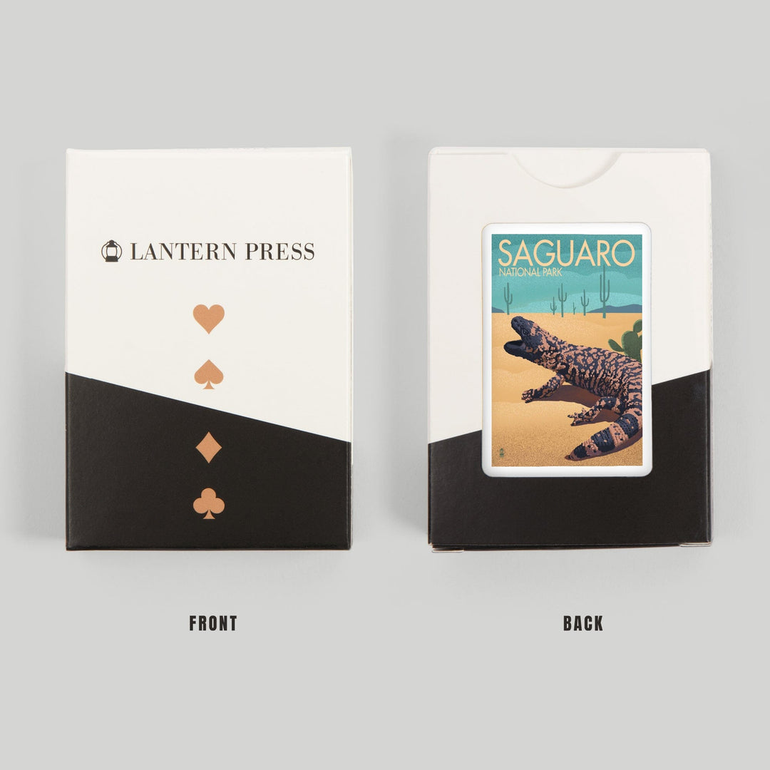 Playing Cards, Saguaro National Park, Arizona, Gila Monster and Cactus, Lithograph, 52 Card Deck with Jokers in Box, Unique Art Cards Lantern Press 