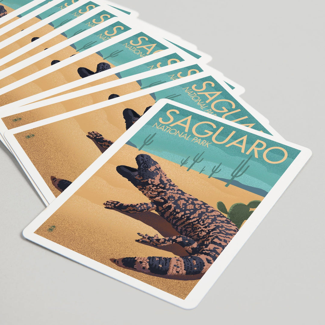 Playing Cards, Saguaro National Park, Arizona, Gila Monster and Cactus, Lithograph, 52 Card Deck with Jokers in Box, Unique Art Cards Lantern Press 