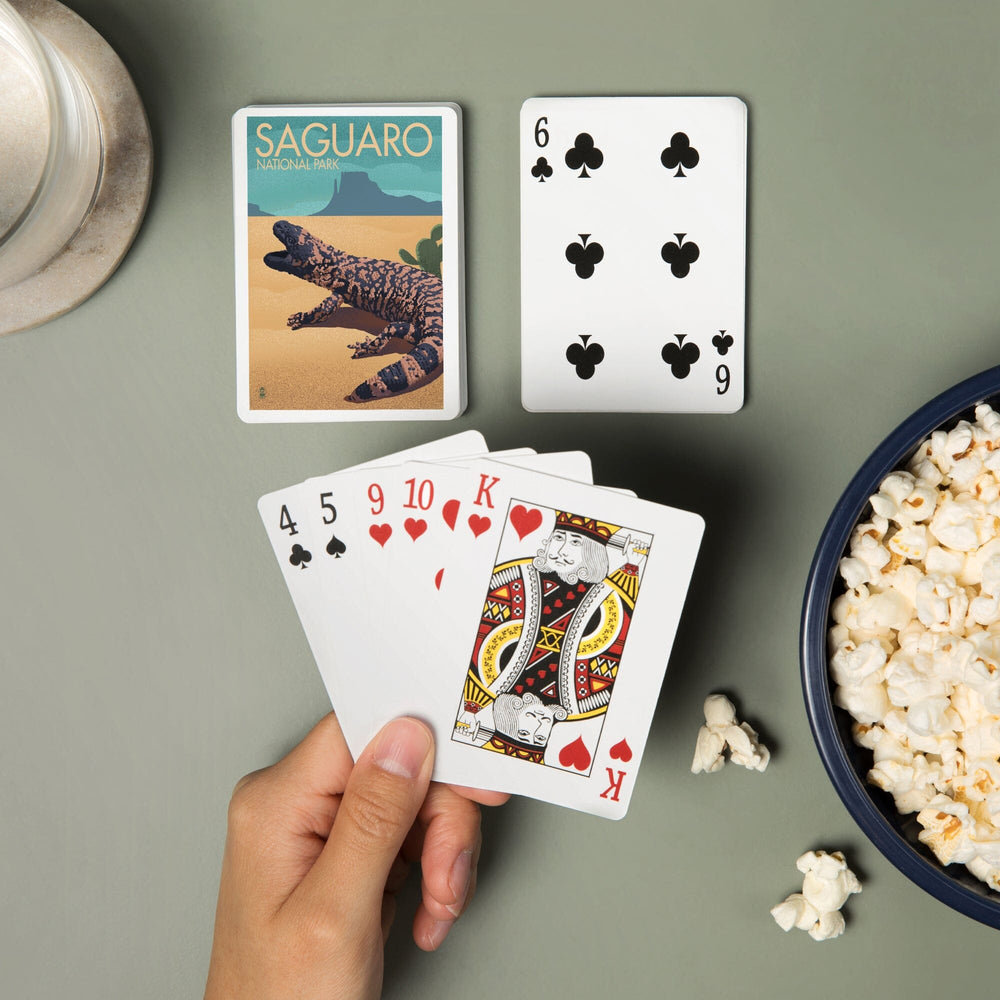 Playing Cards, Saguaro National Park, Arizona, Gila Monster, Lithograph, 52 Card Deck with Jokers in Box, Unique Art Cards Lantern Press 