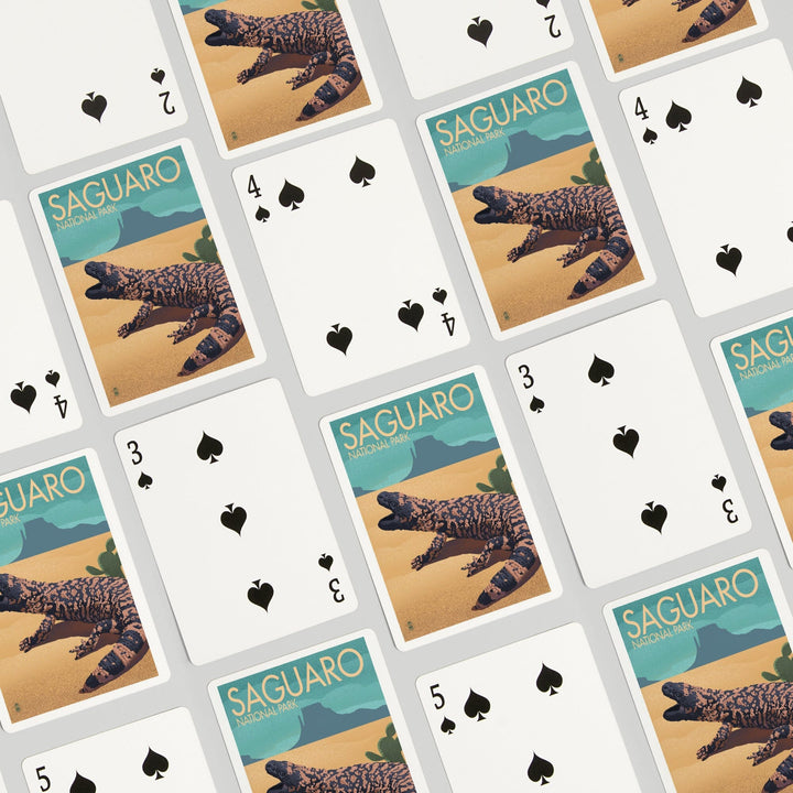 Playing Cards, Saguaro National Park, Arizona, Gila Monster, Lithograph, 52 Card Deck with Jokers in Box, Unique Art Cards Lantern Press 