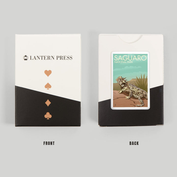 Playing Cards, Saguaro National Park, Arizona, Horned Lizard, Lithograph, 52 Card Deck with Jokers in Box, Unique Art Cards Lantern Press 