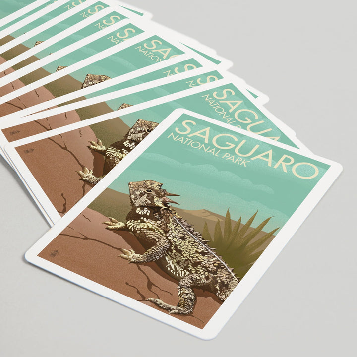 Playing Cards, Saguaro National Park, Arizona, Horned Lizard, Lithograph, 52 Card Deck with Jokers in Box, Unique Art Cards Lantern Press 