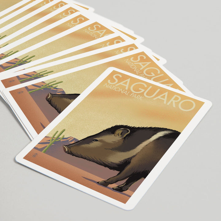 Playing Cards, Saguaro National Park, Arizona, Javelina, Lithograph, 52 Card Deck with Jokers in Box, Unique Art Cards Lantern Press 