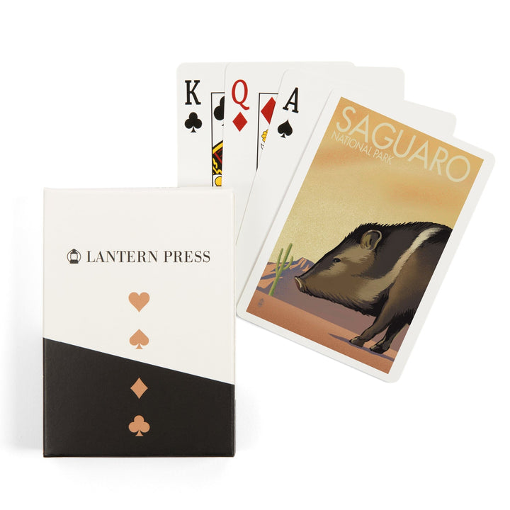 Playing Cards, Saguaro National Park, Arizona, Javelina, Lithograph, 52 Card Deck with Jokers in Box, Unique Art Cards Lantern Press 