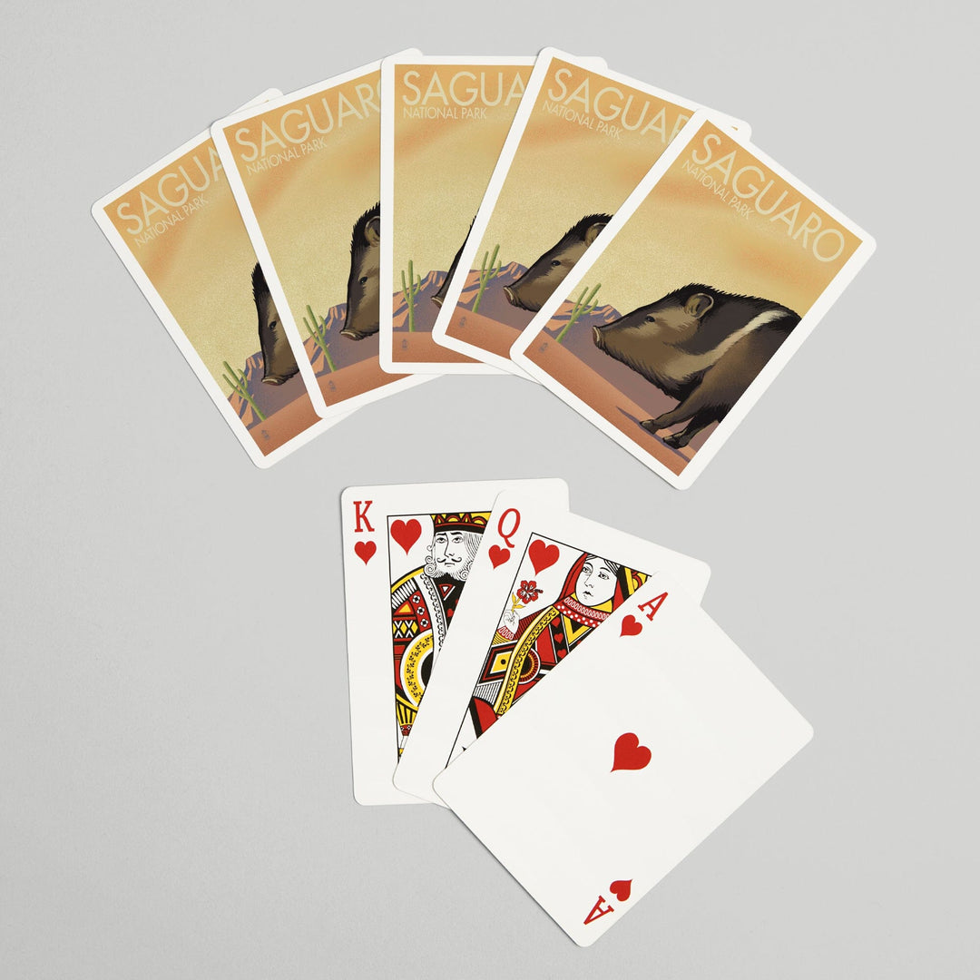 Playing Cards, Saguaro National Park, Arizona, Javelina, Lithograph, 52 Card Deck with Jokers in Box, Unique Art Cards Lantern Press 