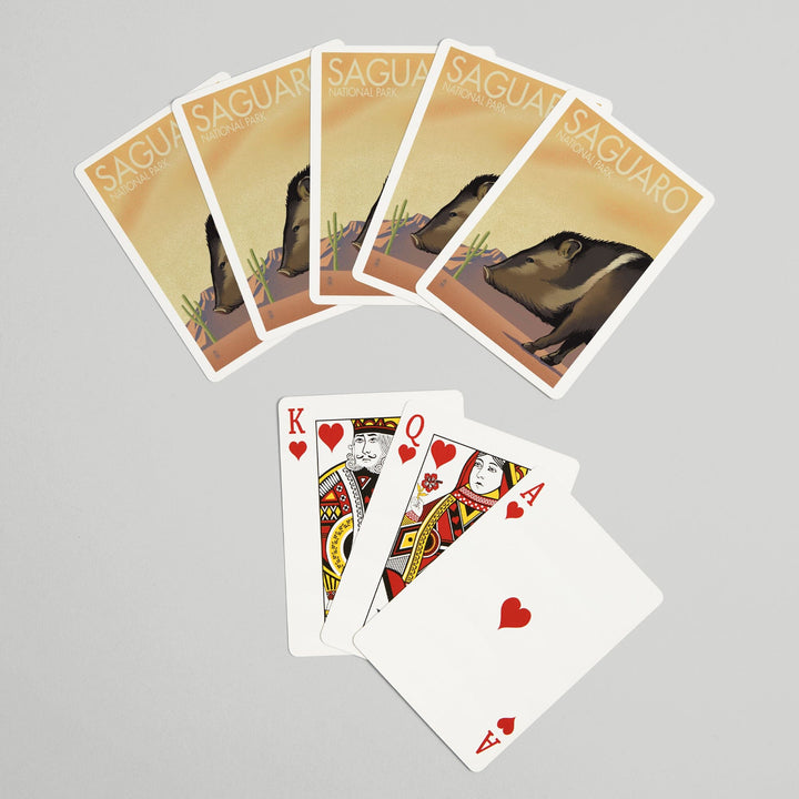 Playing Cards, Saguaro National Park, Arizona, Javelina, Lithograph, 52 Card Deck with Jokers in Box, Unique Art Cards Lantern Press 