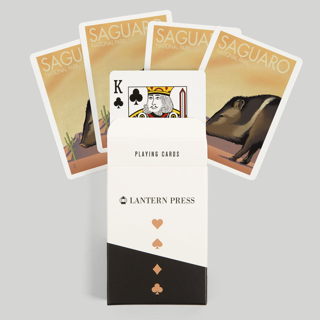 Playing Cards, Saguaro National Park, Arizona, Javelina, Lithograph, 52 Card Deck with Jokers in Box, Unique Art Cards Lantern Press 