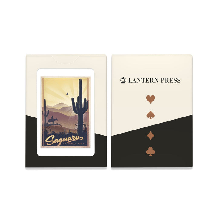 Playing Cards, Saguaro National Park, Arizona, Lithograph, 52 Card Deck with Jokers in Box, Unique Art Cards Lantern Press 