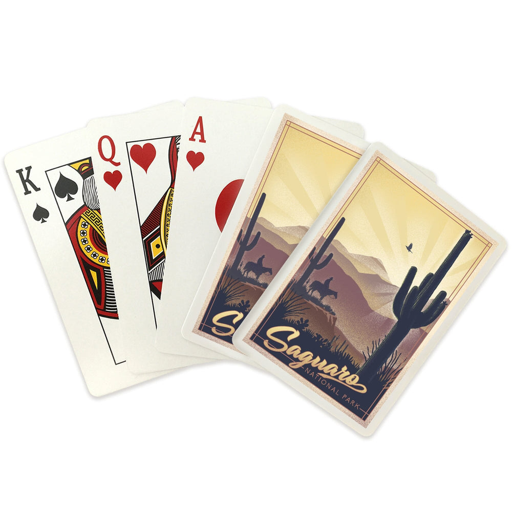 Playing Cards, Saguaro National Park, Arizona, Lithograph, 52 Card Deck with Jokers in Box, Unique Art Cards Lantern Press 