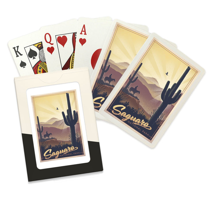 Playing Cards, Saguaro National Park, Arizona, Lithograph, 52 Card Deck with Jokers in Box, Unique Art Cards Lantern Press 