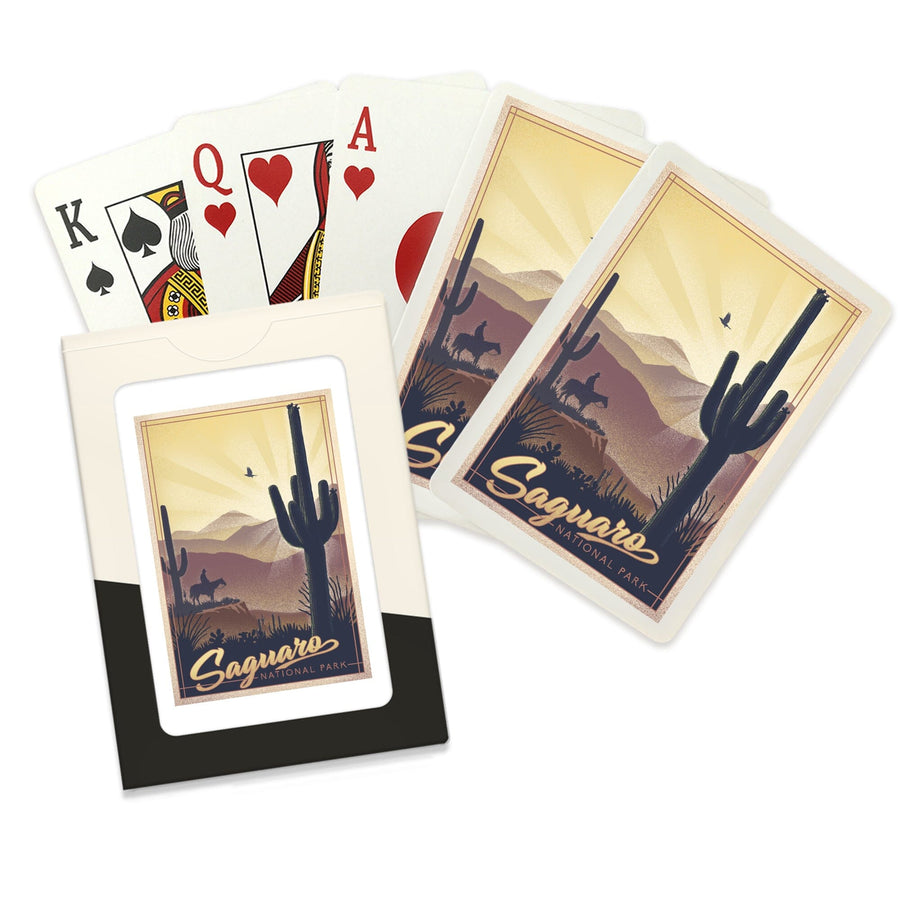 Playing Cards, Saguaro National Park, Arizona, Lithograph, 52 Card Deck with Jokers in Box, Unique Art Cards Lantern Press 