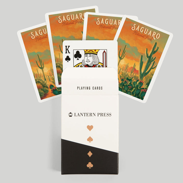 Playing Cards, Saguaro National Park, Arizona, Oil Painting National Park Series, 52 Card Deck with Jokers in Box, Unique Art Cards Lantern Press 