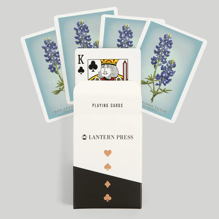 Playing Cards, San Antonio, Texas, Vintage Flora, State Series, Bluebonnet, 52 Card Deck with Jokers in Box, Unique Art Cards Lantern Press 
