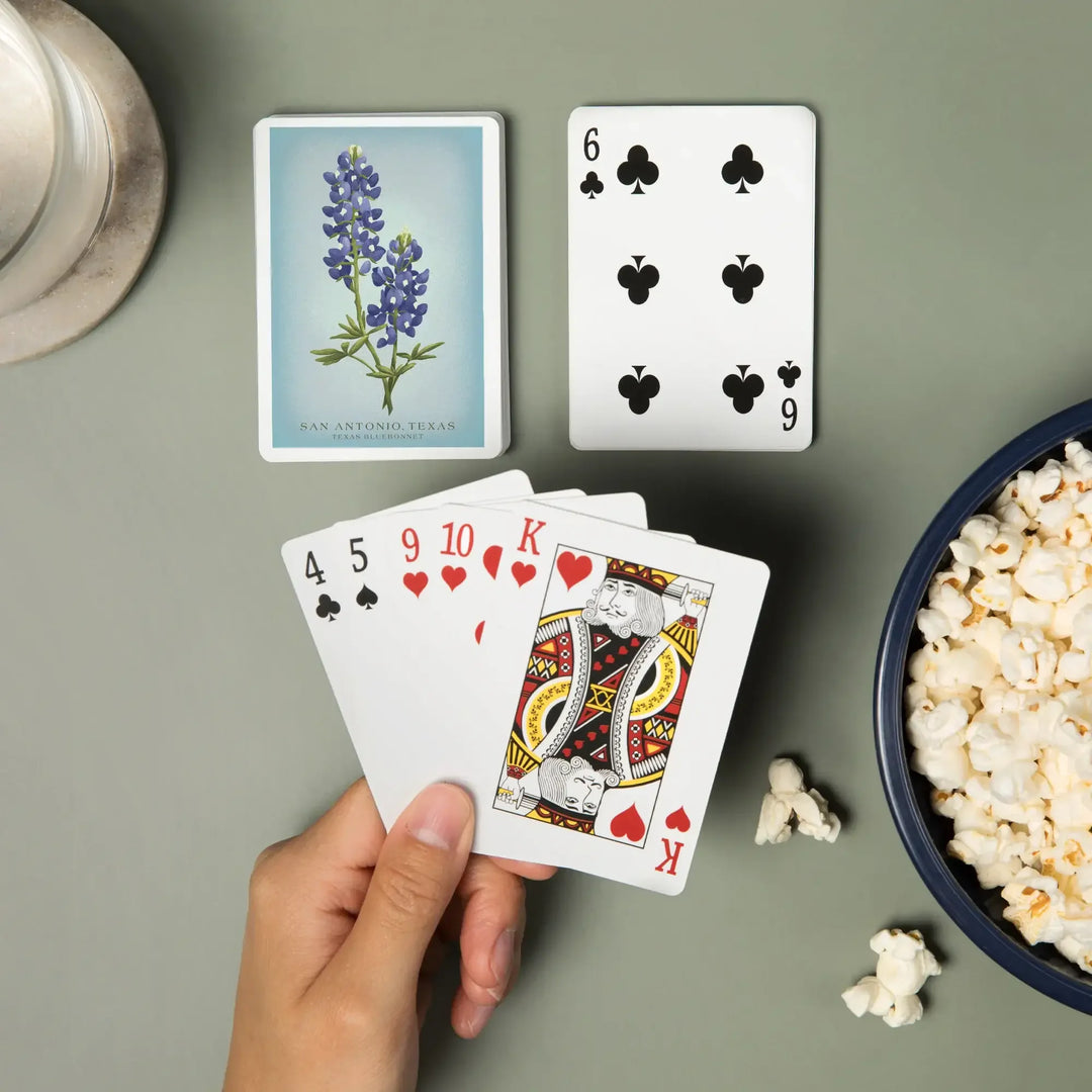 Playing Cards, San Antonio, Texas, Vintage Flora, State Series, Bluebonnet, 52 Card Deck with Jokers in Box, Unique Art Cards Lantern Press 