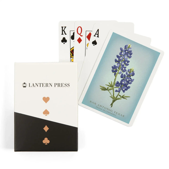 Playing Cards, San Antonio, Texas, Vintage Flora, State Series, Bluebonnet, 52 Card Deck with Jokers in Box, Unique Art Cards Lantern Press 