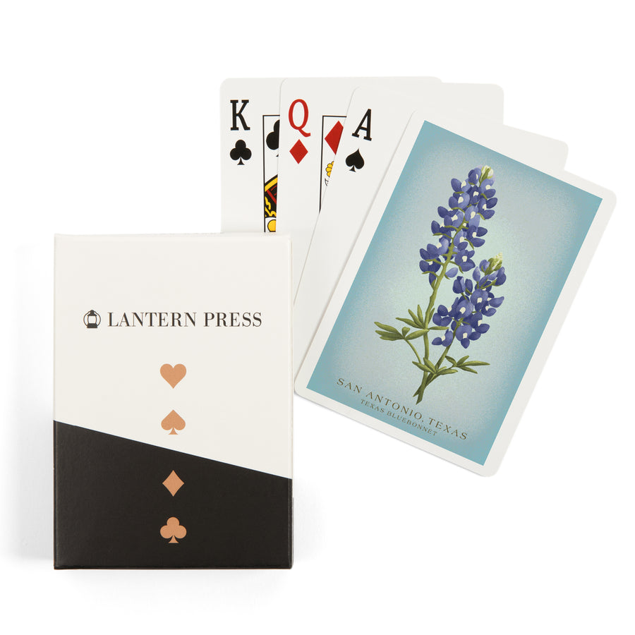 Playing Cards, San Antonio, Texas, Vintage Flora, State Series, Bluebonnet, 52 Card Deck with Jokers in Box, Unique Art Cards Lantern Press 