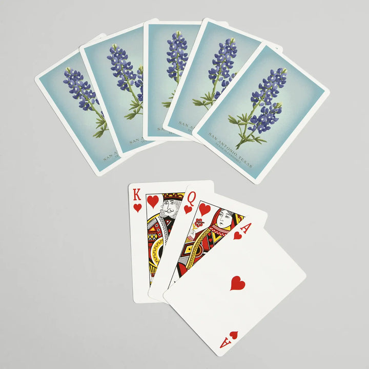 Playing Cards, San Antonio, Texas, Vintage Flora, State Series, Bluebonnet, 52 Card Deck with Jokers in Box, Unique Art Cards Lantern Press 