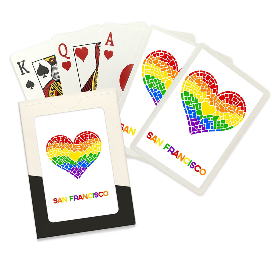 Playing Cards, San Francisco, California, Gay Pride, Mosaic Heart, Pride Colors, 52 Card Deck with Jokers in Box, Unique Art Cards Lantern Press 