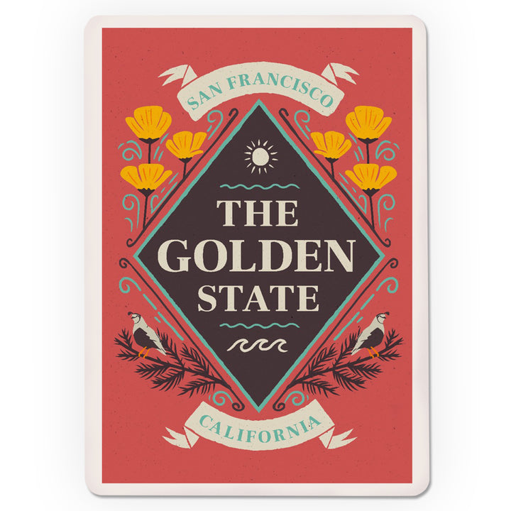 Playing Cards, San Francisco, California, State Motto Crest, State Series, 52 Card Deck with Jokers in Box, Unique Art Cards Lantern Press 