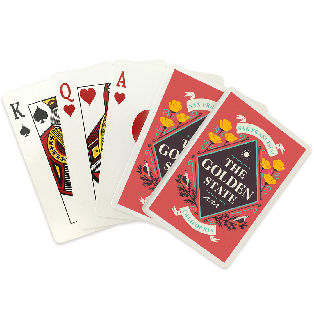 Playing Cards, San Francisco, California, State Motto Crest, State Series, 52 Card Deck with Jokers in Box, Unique Art Cards Lantern Press 
