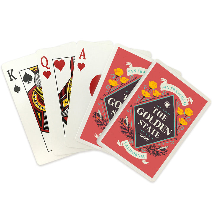 Playing Cards, San Francisco, California, State Motto Crest, State Series, 52 Card Deck with Jokers in Box, Unique Art Cards Lantern Press 