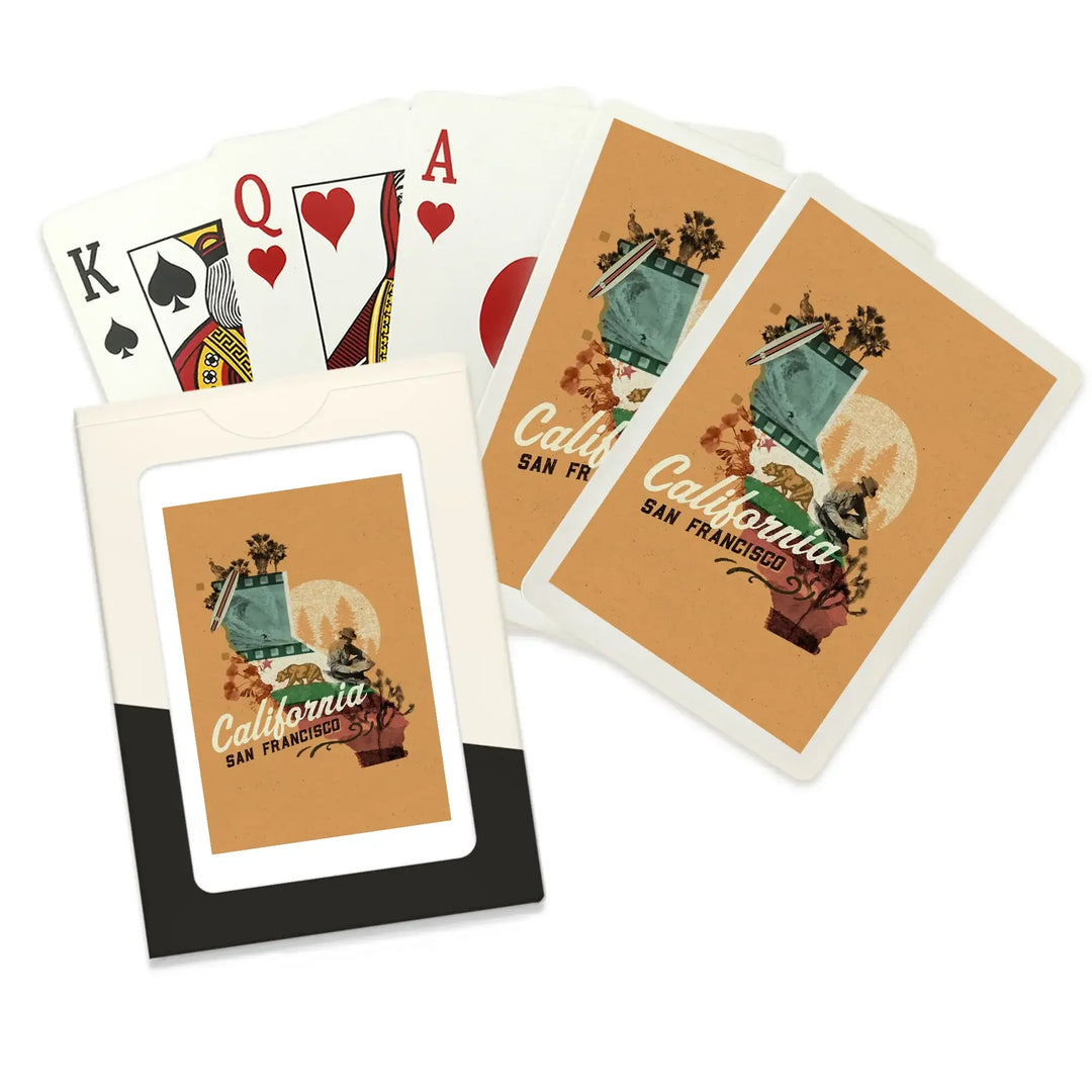 Playing Cards, San Francisco, California, State Photomontage, State Series, 52 Card Deck with Jokers in Box, Unique Art Cards Lantern Press 