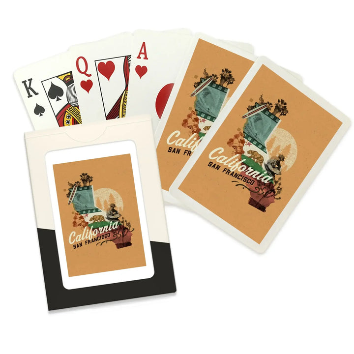 Playing Cards, San Francisco, California, State Photomontage, State Series, 52 Card Deck with Jokers in Box, Unique Art Cards Lantern Press 