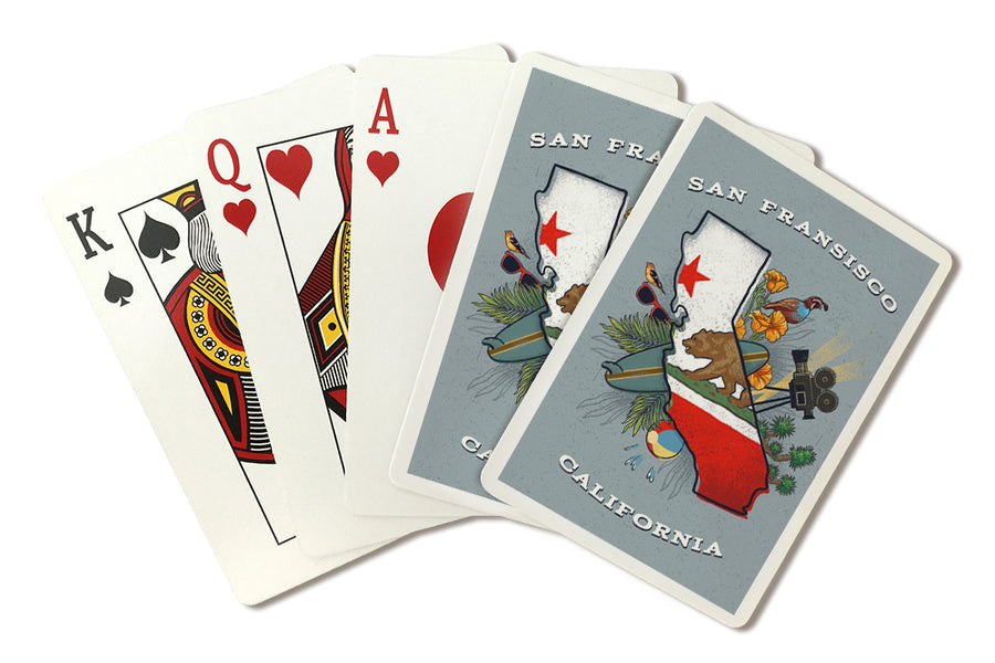 Playing Cards, San Francisco, California, State Treasure Trove, State Series, 52 Card Deck with Jokers in Box, Unique Art Cards Lantern Press 