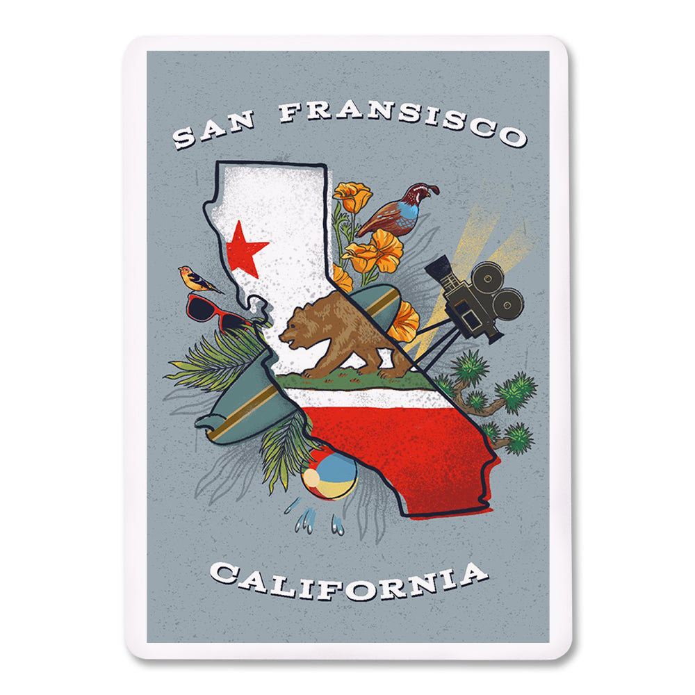 Playing Cards, San Francisco, California, State Treasure Trove, State Series, 52 Card Deck with Jokers in Box, Unique Art Cards Lantern Press 