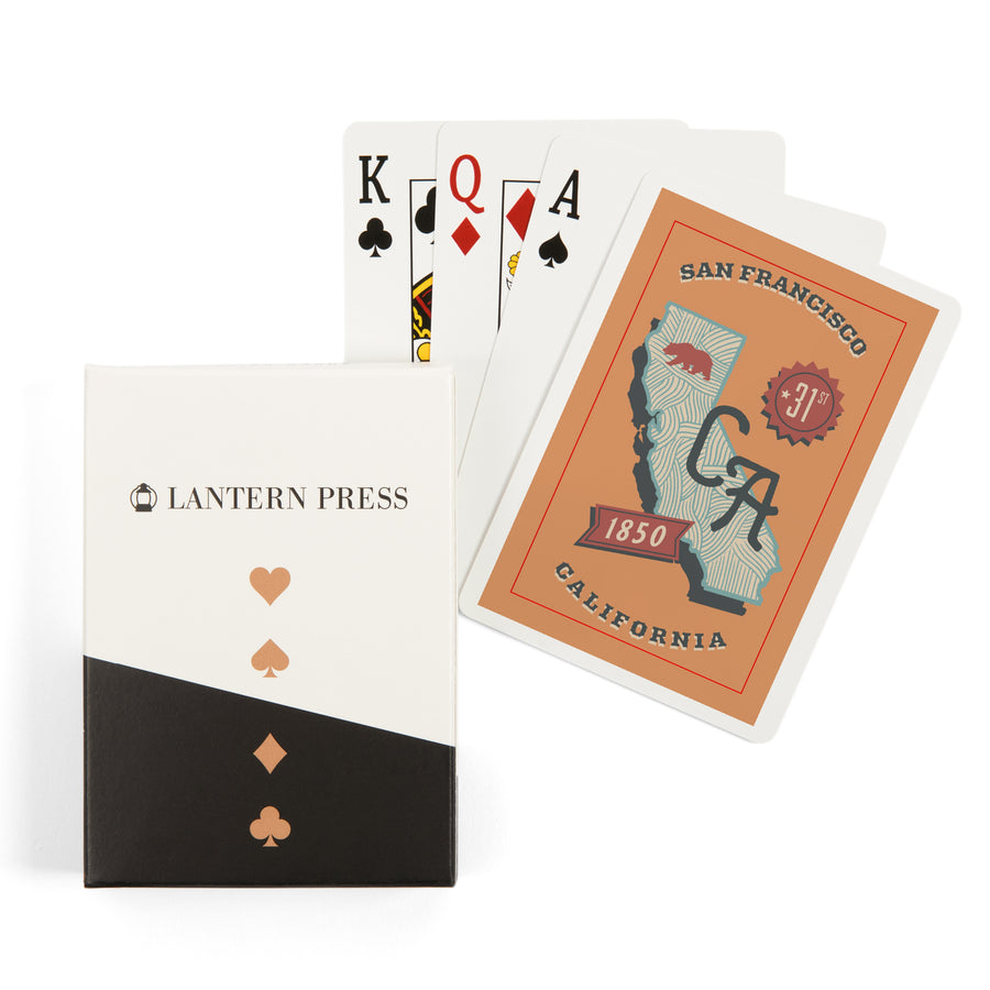 Playing Cards, San Francisco, California, Statehood, State Series, 52 Card Deck with Jokers in Box, Unique Art Cards Lantern Press 