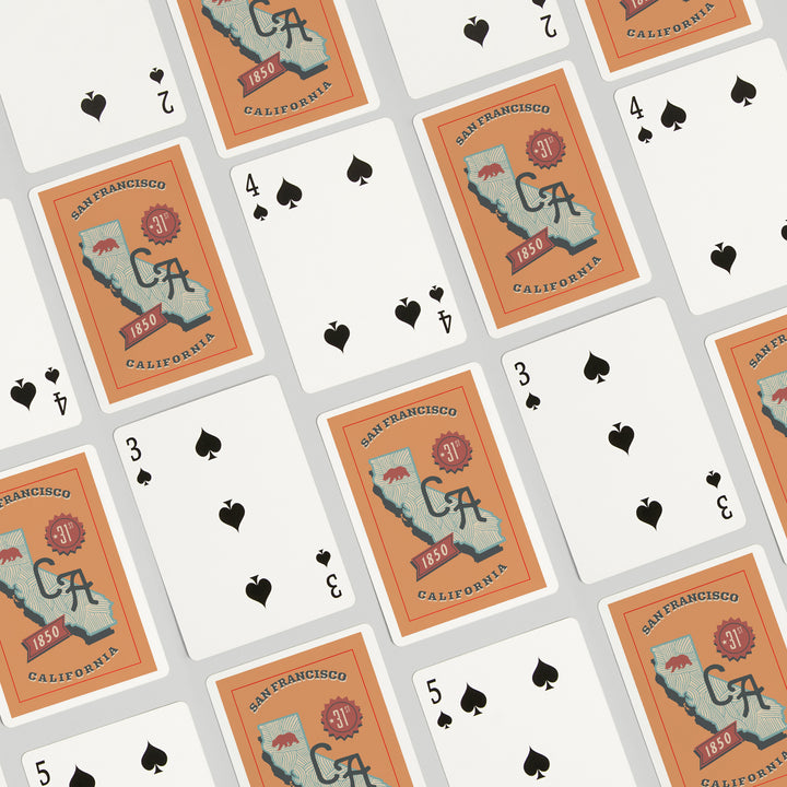 Playing Cards, San Francisco, California, Statehood, State Series, 52 Card Deck with Jokers in Box, Unique Art Cards Lantern Press 