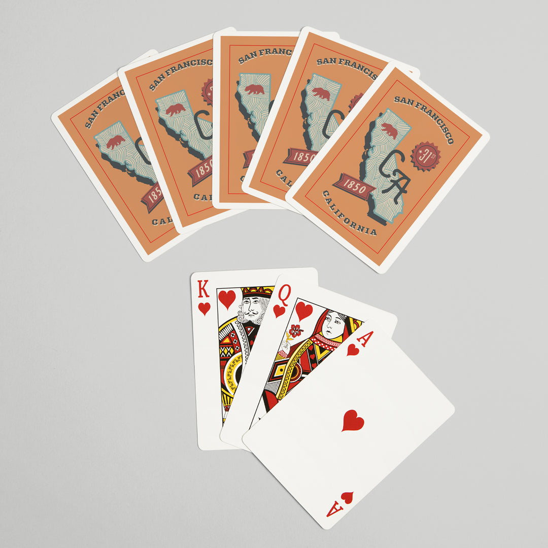 Playing Cards, San Francisco, California, Statehood, State Series, 52 Card Deck with Jokers in Box, Unique Art Cards Lantern Press 