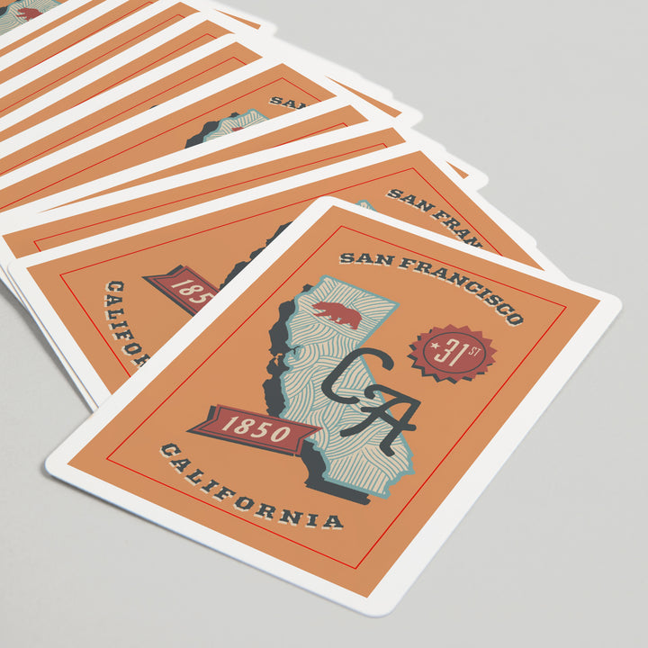 Playing Cards, San Francisco, California, Statehood, State Series, 52 Card Deck with Jokers in Box, Unique Art Cards Lantern Press 