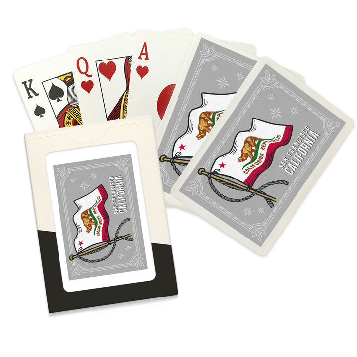 Playing Cards, San Francisco, California, Waving State Flag, State Series, 52 Card Deck with Jokers in Box, Unique Art Cards Lantern Press 