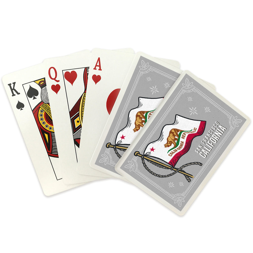 Playing Cards, San Francisco, California, Waving State Flag, State Series, 52 Card Deck with Jokers in Box, Unique Art Cards Lantern Press 