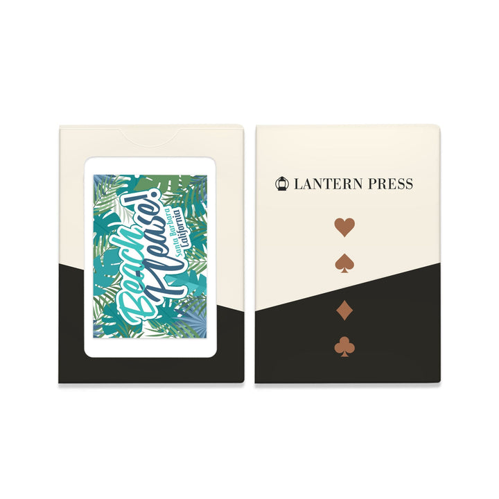 Playing Cards, Santa Barbara, California, Beach Please, Tropical Fronds and Leaves, 52 Card Deck with Jokers in Box, Unique Art Cards Lantern Press 